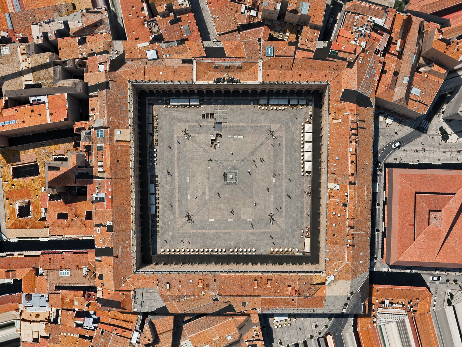 La Plaza Mayor de Salamanca vista desde arriba.