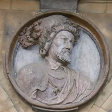 Medaillon von Karl V. an der Plaza Mayor von Salamanca